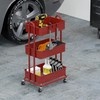 Simple Houseware 3-Tier Heavy Duty Metal Utility Rolling Cart, Red