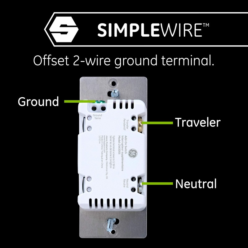 Enbrighten Add-On Switch QuickFit and SimpleWire, In-Wall Rocker Paddle, Z-Wave