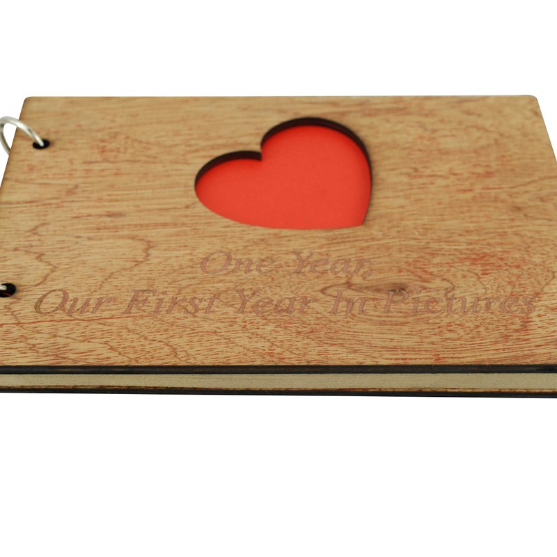 1st Anniversary Scrapbook Engraved With 'One Year, Our First Year