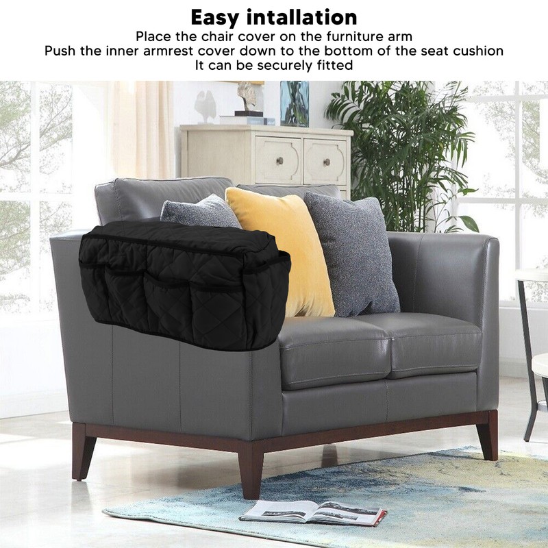 Arm Chair Bedside Storage Organizer Waterproof Pocket Sofa Arm Cover