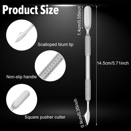 Nagelhautschieber mit Doppelkopf Edelstahl Nagelhautentferner 2-in-1 Gebogen Und Meißelförmig Nagelhautschieber für sichere Maniküre im Salon Nagelschaber Cuticle Pusher