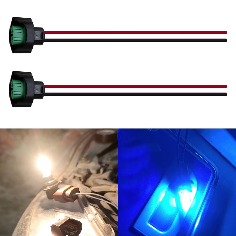 2Pcs Wire Pigtail Female C H11 Two-Beam Headlight Low Beam
