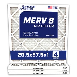 Filter King 20.5x57.5x1 Air Filter | 4-PACK | MERV 8 HVAC Pleated A/C Furnace Filters | MADE IN USA | Actual Size: 20.5 x 57.5 x .75"