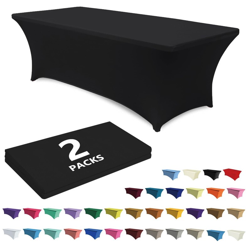 ABCCANOPY 2 Pack 6 FT Black Spandex Table Cover Stretch