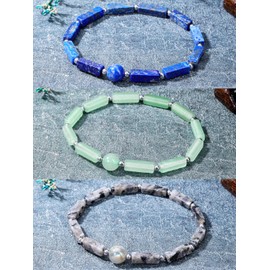 Top Plaza 3 Pcs Healing Crystal Stone Bracelet Natural Gemstone Yoga Meditation Anxiety Beaded Stretch Bracelets for Men Christmas Gifts # Style 2