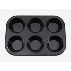 cotta 88655 Tiffany Muffin Pan (6 pieces), Black, Outer Dimensions: 10.2 x 7.1 x 1.2 inches (26 x 18 x 3 cm) (Each Size: Top 2.8 inches (7 cm), Base 1.6 inches (4.1 cm), Height 1.2 inches (3 cm)