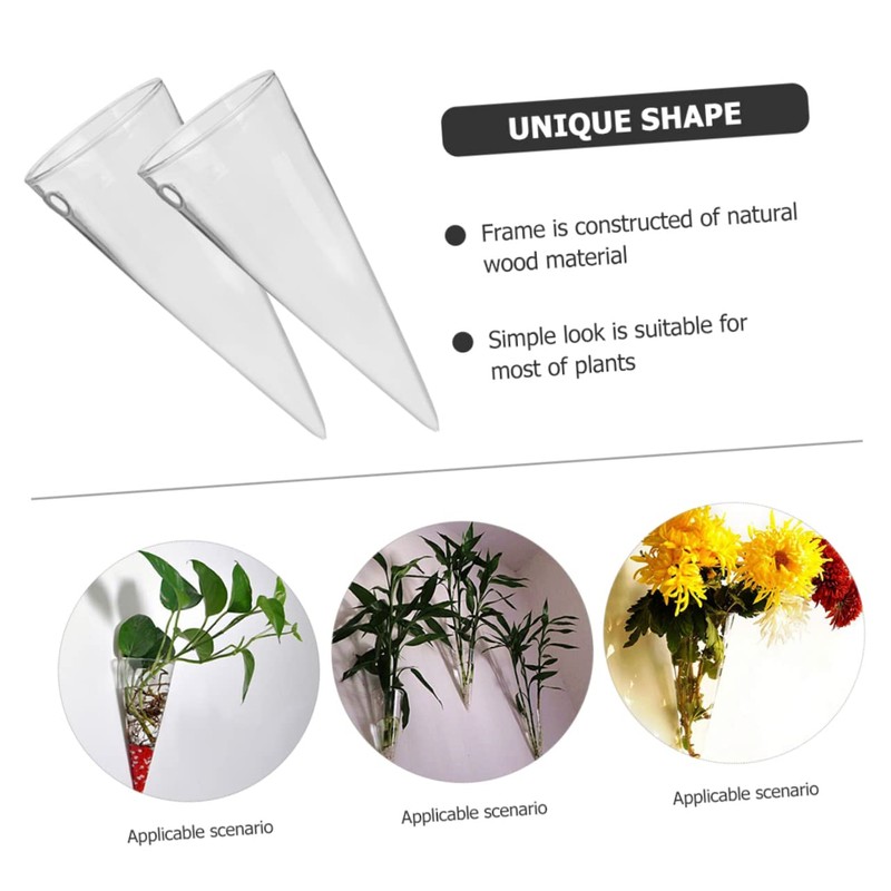 RORPOIR 2Pcs Wall-mounted Cone Vase Hydroponic Planter Clear Decorative Hanging