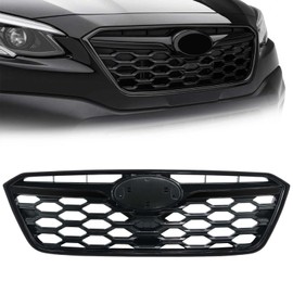 Front Grille Assembly Compatible for 2020 2021 2022 Subaru Outback, Gloss Black Automotive Honeycomb Grille Front Bumper Upper Grill Guard Replacement J1010AN000