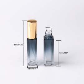 Newzoll 45pcs 10ml Mini Square Spray Bottle Glass Empty Spray Refillable Perfume Bottle Fine Mist Liquid Dispenser for Makeup Skin Care (Gold Cap)