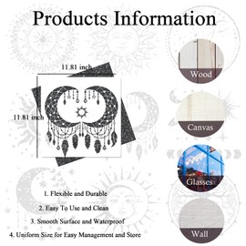 9 Pieces Large Mandala Sun and Moon Stencil Butterfly Flower Tree Paint Stencils for Crafts Reusable Templates Star Stencils for Painting Wood Wall Furniture Home Decor (Sun Moon)