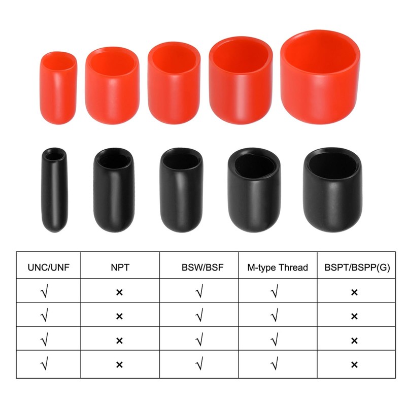 sourcing map 100pcs Round Rubber End Caps Protective Caps 1/2"