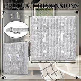 Gaocai Silver Shiny Silver Rhinestones Switch Wall Plate Double Gang Toggle Light Switch Covers Decorator Plate Outlet Wall Plates