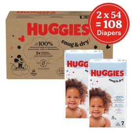 Huggies Size 7 Diapers, Snug & Dry Baby Diapers, Size 7 (41+ lbs), 108 Count (2 Packs of 54), Packaging May Vary
