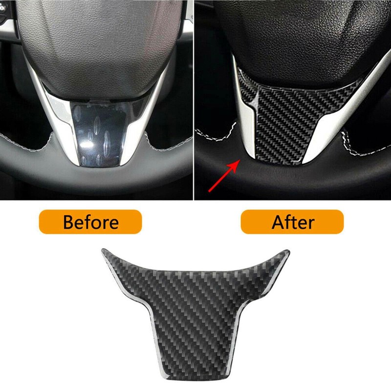 SecosAutoparts 7Pcs Carbon Fiber Steering Wheel Cover Trims Steering Wheel