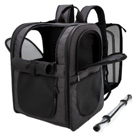 Apollo Walker Pet Carrier Backpack for Large/Small Cats and Dogs, Puppies, Safety Features and Cushion Back Support for Travel, Hiking, Outdoor Use (Black-expandable)