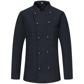 MISEMIYA - Men's Chef's Jacket - Men's Chefs Jacket - Hospitality Uniform - Ref.8501, Chef's Jackets Men's 8501 - Black
