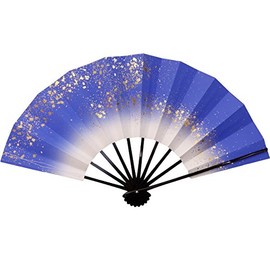 Galaxy Gunblue Mai Fan, 9.0 inches (5 minutes), Black Painted Bone, For Dance, blue