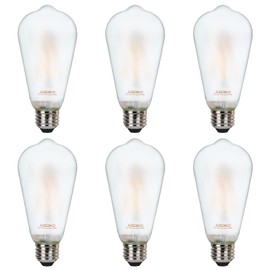 ASOKO ST64 Frosted Edison Vintage Light Bulbs, 6W LED (60W Equivalent) 2700K Warm White, Dimmable Antique Filament Bulbs - 6 Pack