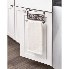 InterDesign 99031 Vine Over The Cabinet Kitchen Dish Towel Bar Holder, Bronze