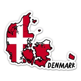 Squiddy Denmark Map with Flag - Vinyl Sticker - 7"