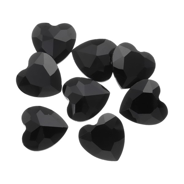 sourcing map 8Pcs Heart Rhinestones, 27mm Pointed Back Heart Glass