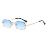 qinqilanqi-S Frameless Sunglasses for Men and Women, Retro Metal Sunglasses,