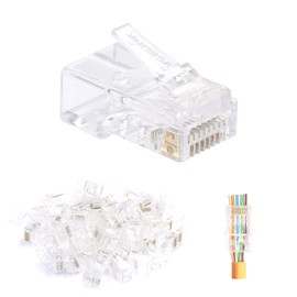 VCE RJ45 Connector, CAT5E, CAT5, LAN Connector, 100-Piece Set, Easy Wiring, Nail Break Resistant