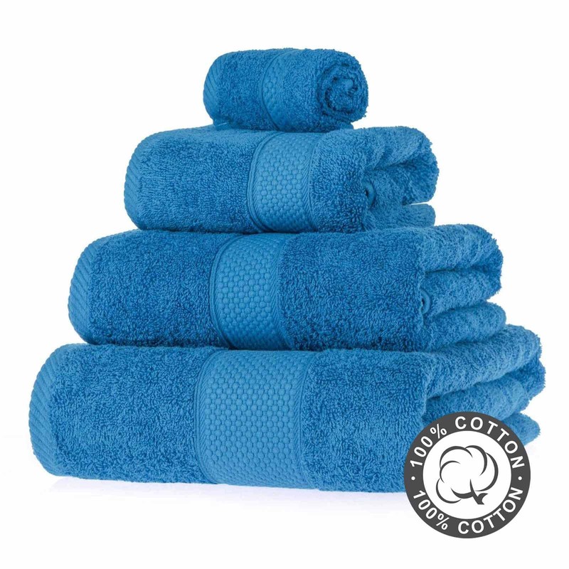 HOMESCAPES Cobalt Blue Turkish Cotton Bath Towel Super Soft Thick