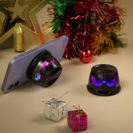 BFUSHIONY Magnetic Bluetooth Speaker - 2 pcs G200 Magnetic Speakers, Mini Speaker Bluetooth Wireless with Phone Stand, RGB Light, 7H Playtime, Mini Speakers for Camping & Home, Gifts for Teens