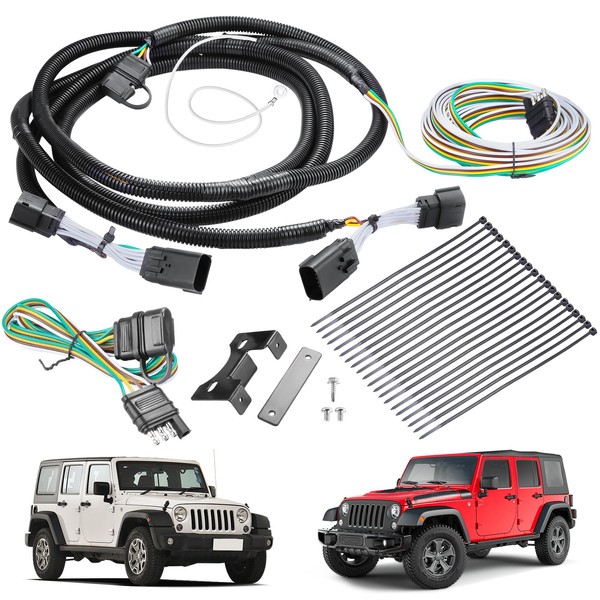 BX88368 Blue Ox EZ Light Wiring - Towing Wiring Harness kit for Jeep Willys 2021-2023 Wrangler JL 2018-2023 & Gladiator 2020-2023 Towed Vehicle Wiring Kit Plug and Play-BX88368