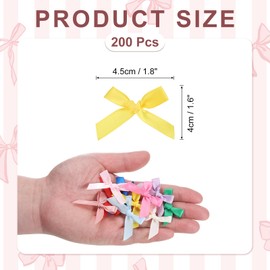 MECCANIXITY 200 Pcs Mini Ribbon Bow 1.8 Inch Mini Fabric Satin Ribbon Flower Bows for Craft DIY Sewing Wedding Birthday Party Bright Yellow