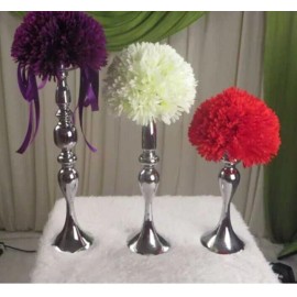 FeatherParadise Wedding Flower Ball Feather Ball Stand Candle Holder Centerpiece Silver 13 inch