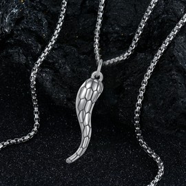 XIXLES Italian Cornicello Necklace Sterling Silver Horn Pendant for Men - Lucky Gold Horn Jewellery Gift for Men Women
