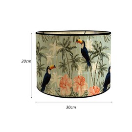 WeiLaiKeQi Bamboo Lamp Shades Drum Lamp Shade E27 Farmhouse Decorative Lampshade Japanese Lampshade for Table Lamps Desk Lamps, Flower Birds