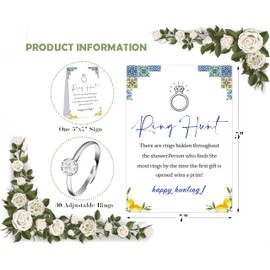 Blue Tiles and Lemons Ring Hunt Game, Find the Rings Bridal Shower Game with 30 Fake Rings, Modern Bridal Shower Decorations, Wedding Shower or Bachelorette Party Supplies - 02