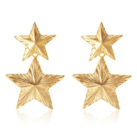 Gold Chunky Earrings for Women Large Gold Statement Earrings Big Heart Star Dangle Drop Earrings Fashion Jewelry, Copper, No Gemstone