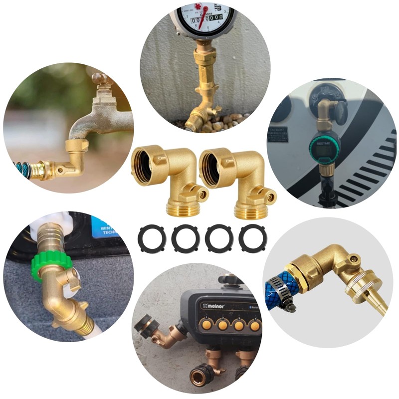 SICILAMIU 90 Degree Garden Hose Elbow with Shut Off Valves,