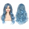 Long Curly Wavy Blue Wigs for Women Synthetic Halloween Cosplay