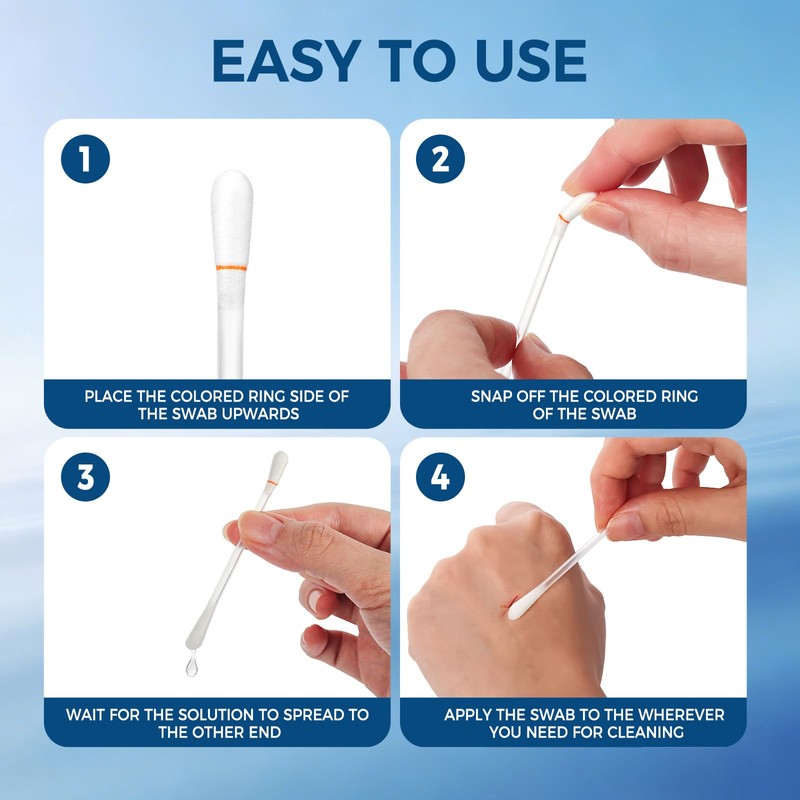 Piercing Aftercare Cotton Swabs, Disposable Saline Solution Qtips (50 Pcs)