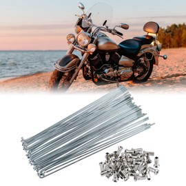X AUTOHAUX Pack of 40 Bicycle Carbon Steel Spokes 12G 210 mm with Nipples Silver Tone