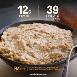 High Protein Oatmeal Instant, Hearty Apple Cinnamon, Freeze Dried Prepper Supplies & Emergency Food Supply, 40 Essential Nutrients, Gluten Free, Shelf Stable Up to 25 Years, One Can, 18 Servings