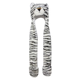 Bioterti Plush Novelty Animal Hat: One Size Fits All Adults & Kids/Soft, Warm Beanie Hat (White Tiger)