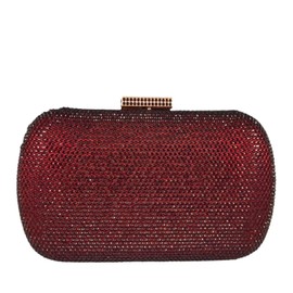 Boutique De FGG Bling Evening Bags and Clutches for Women Formal Party Crystal Clutch Bag Wedding Rhinestone Handbags, Mini,Burgundy