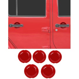 5PCS Door Handles Bowl Cover Trim Recess Guard Fit for 2007-2017 Jeep Wrangler JK JKU Exterior Decor Protect Accessories (Red)