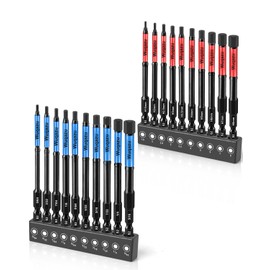 Wuqazu 20PCS 4" Hex Bit Set (Metric & SAE), High-Torque Impact Allen Bits, Premium S2 Steel 1/4" Hex-Shank, Magnetic CNC Tips for Impact Drivers & Drills