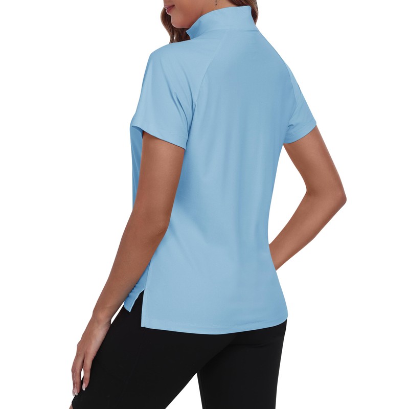 MoFiz UV Shirt Women's Short-Sleeved Rash Guard 1/4 Zip UPF