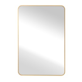 DUQIMO 20x30 Inch Gold Framed Mirror for Bathroom, Rounded Corner Rectangle Mirrors for Wall with Tempered Glass Anti-Rust, Shatterproof Mirror (Horizontal/Vertical Hanging)