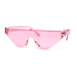 SA106 Womens Futuristic Flat Top Half Rim Cat Eye Sunglasses - All Pink