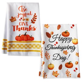 UAUOCU Thanksgiving Decorations Indoor, 2 PCS Thanksgiving Day Decor Fall Kitchen Towels Set for Dish Drying Holiday Pumpkins Bathroom Hand Towel