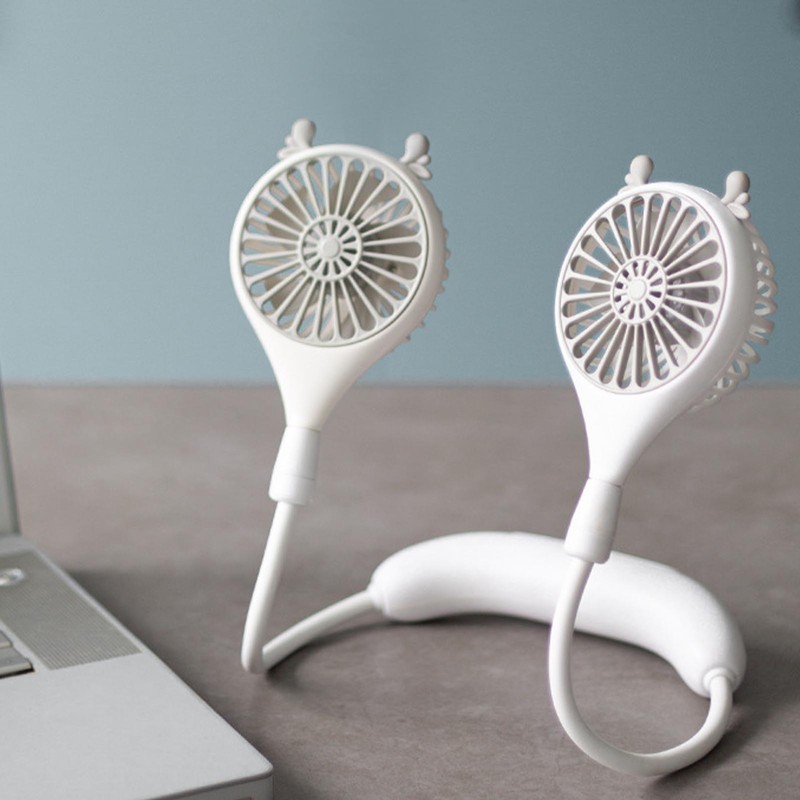 Neck Fan USB Rechargeable Cute Portable Retractable Universal Adjustment Cooling